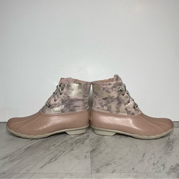 Sperry Saltwater Pink Camo Waterproof Duck Boot 12 - Picture 7 of 14